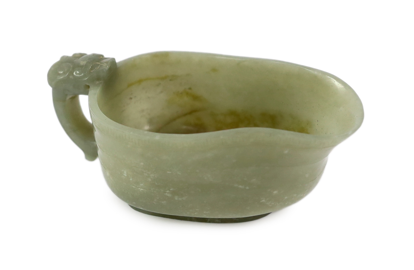 A Chinese celadon jade pouring vessel, yi, 17th/18th century